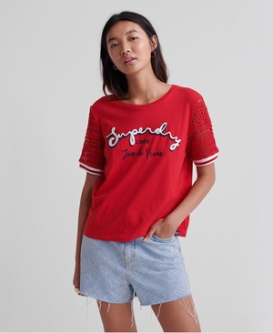 Superdry Frankie Graphic Női Pólók Piros | BQGDM9580